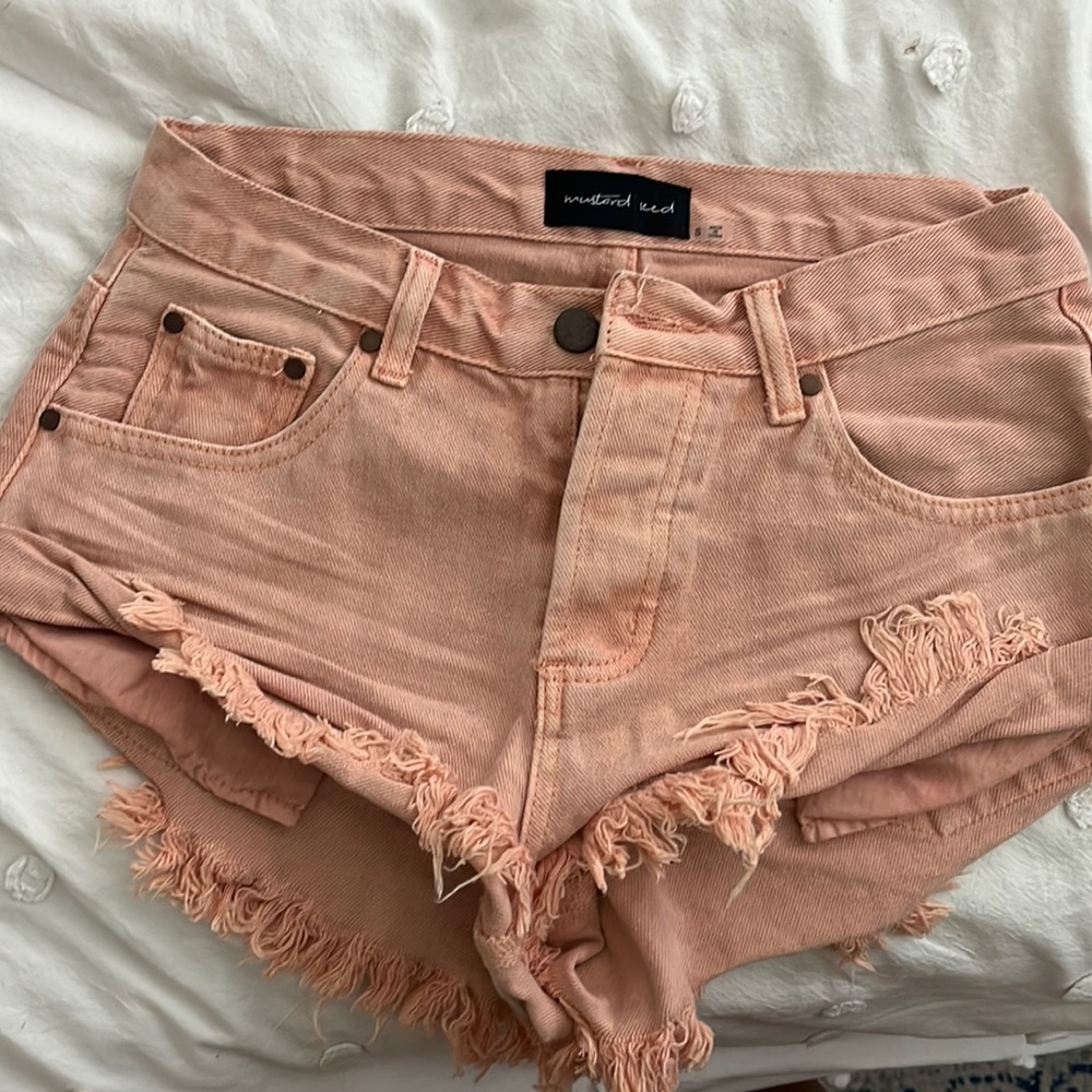 Mustard seed peach shorts